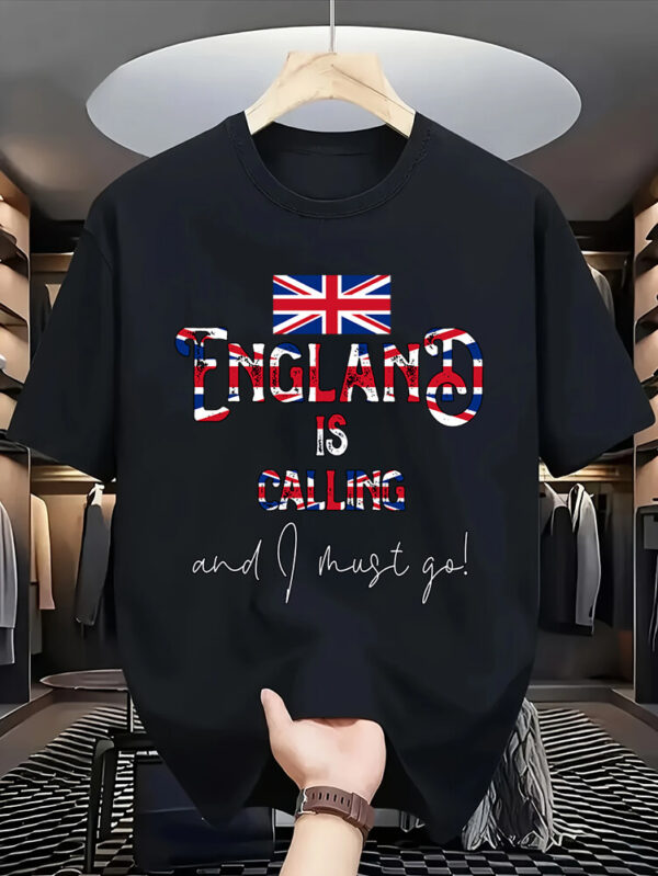 “England Is Calling” Patriotic Graphic T-Shirt – Bold Union Jack Design on Black Cotton
