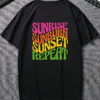 “Sunrise Sunburn Sunset Repeat” Retro Summer T-Shirt – Bold Graphic Cotton Tee