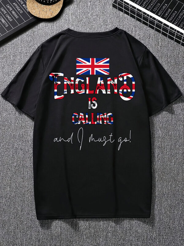 “England Is Calling” Patriotic Graphic T-Shirt – Bold Union Jack Design on Black Cotton