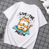 “Live in the Meow” Cute Cat Yoga T-Shirt – Relaxed Fit for All Cat Lovers uk
