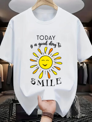 photo print t shirt white Good Day to Smile uk