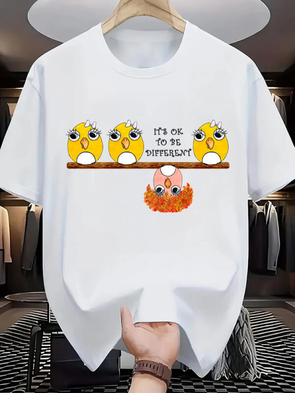 “It’s OK to Be Different” Cute Birds Graphic T-Shirt – White Cotton Tee for Unique Souls uk