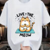 “Live in the Meow” Cute Cat Yoga T-Shirt – Relaxed Fit for All Cat Lovers uk