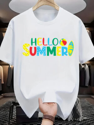 Print your photo or design on t shirt Hello Summer uk