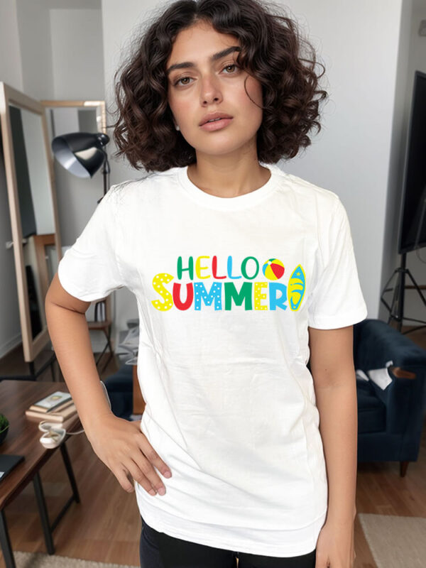 Print your photo or design on t shirt Hello Summer uk