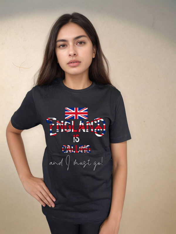 “England Is Calling” Patriotic Graphic T-Shirt – Bold Union Jack Design on Black Cotton